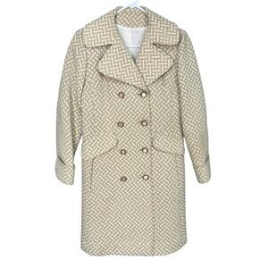 Vintage Sears Fashions 1970s Double Breasted Coat Cream White Women’s Size 6
